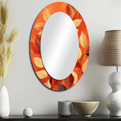 Terracotta Leaves Layers Of Forest II - Miroir mural tropical