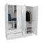 Armoire Bolton 160, six tablettes, deux armoires à deux portes, deux miroirs, deux tiroirs, blanc-268860457