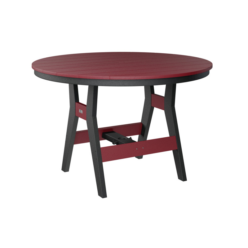 Harbor Outdoor Round Bar Table, Scarlet Red, Black