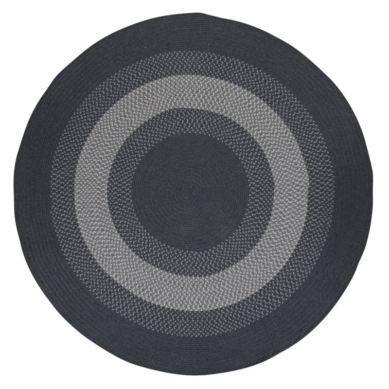 Tapis gris anthracite / gris en laine tissé à la main Athenia, Rond 6 pi