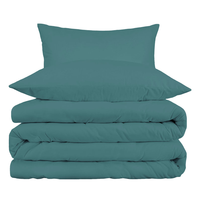 Arling Certified Egyptian Cotton Modern Solid 3 Piece Duvet Cover Set, Deep Sea, Full/Queen Duvet Cover + 2 Standard Shams