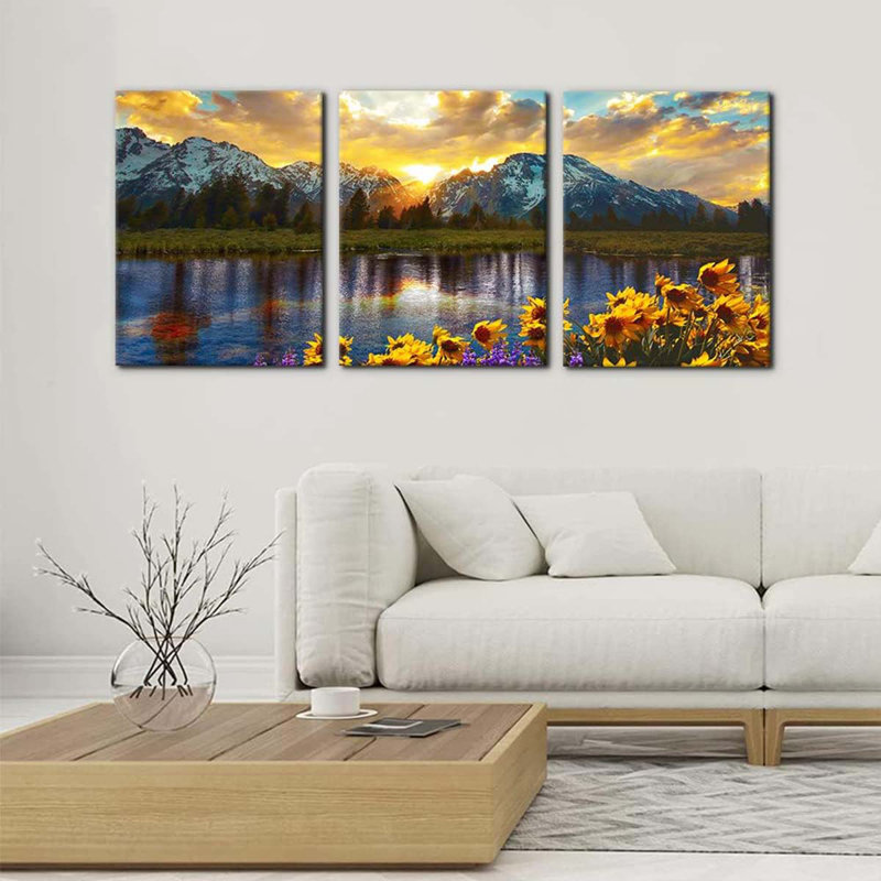 3 Piece Wrapped Canvas Print, 40 cm H x 90 cm W