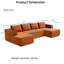Canapé modulaire en forme de U 132 po Corduroy Cloud, sans assemblage, avec méridienne et porte-gobelets, bleu, 4 places-504225370