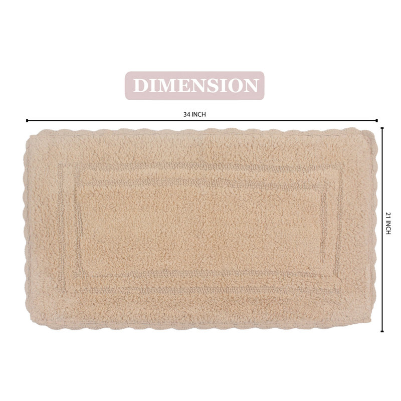 Tapis de bain réversible décontracté 100% coton Casual Elegance Bathmat, l 21 po x L 34 po, Lin