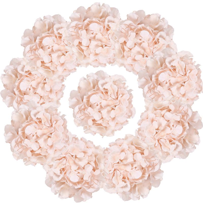 10 pièces de fleurs d'hortensia artificielles, de faux hortensias, des têtes de fleurs en soie avec des tiges, des faux hortensias pour la fête de mariage