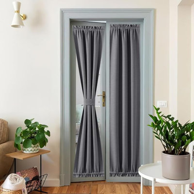 Rideaux de porte en lin NICETown, rideaux français Elegance pour l'intimité, panneaux isolants thermiques, habillage de porte obscurcissant pour la porte, gris anthracite, l 25 po x L 80 po, 1 panneau