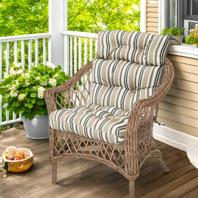Outdoor Replacement Cushion Set Deep Seating High Back Seat / Back Cushions with Ties (Set of 2)