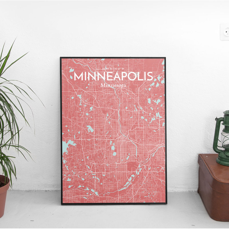 Minneapolis City Map 1 Piece Wall Art, 91.4 cm H x 61 cm W x 0.1 cm D