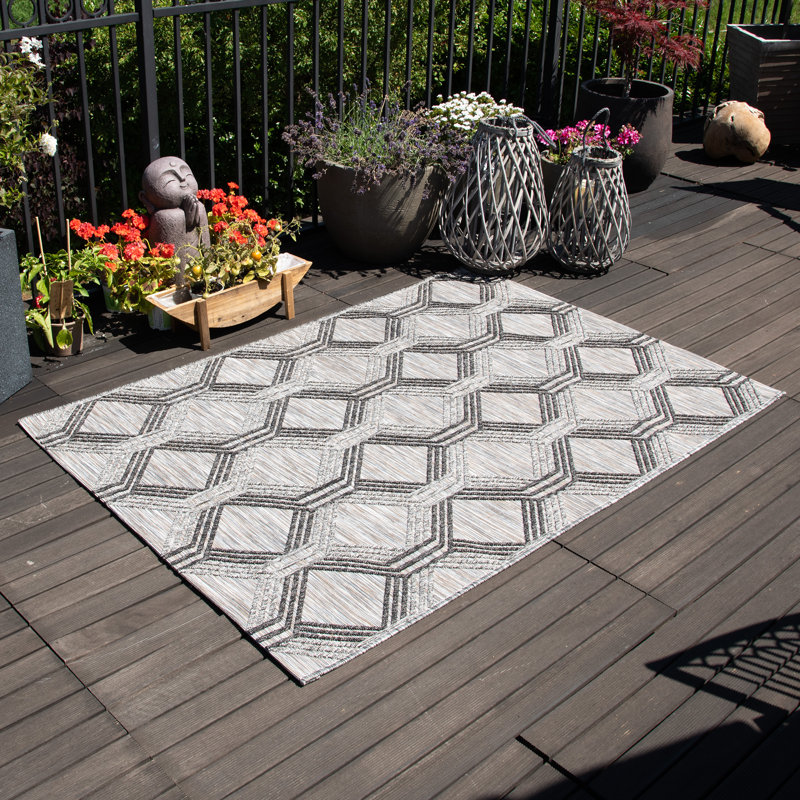 Geometric Hand Woven Indoor / Outdoor Area Rug, Rectangle 160 x 230cm