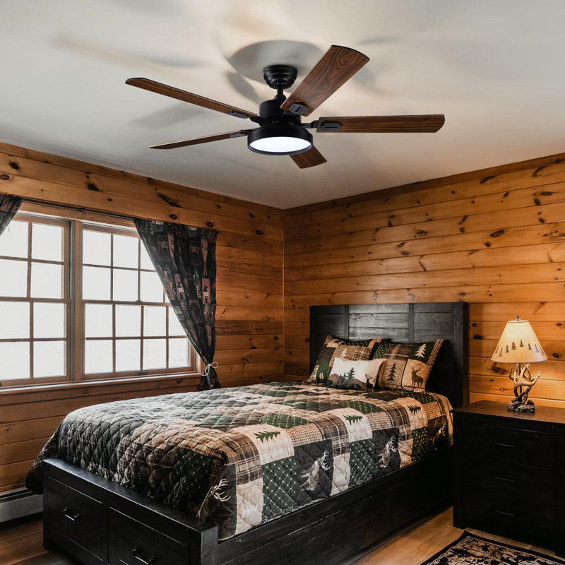 Ceiling Fan with LED Lights, Brown Walnut