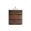 Lavabo pour salle de bain en noyer. Vaste espace de rangement, fonctionnement silencieux. Poignée ergonomique - Apparence. Bassin blanc. 30 po en noyer pré-assemblé. Capacité de travail intérieure accrue. Armoire moderne.-1981778285-1981778284