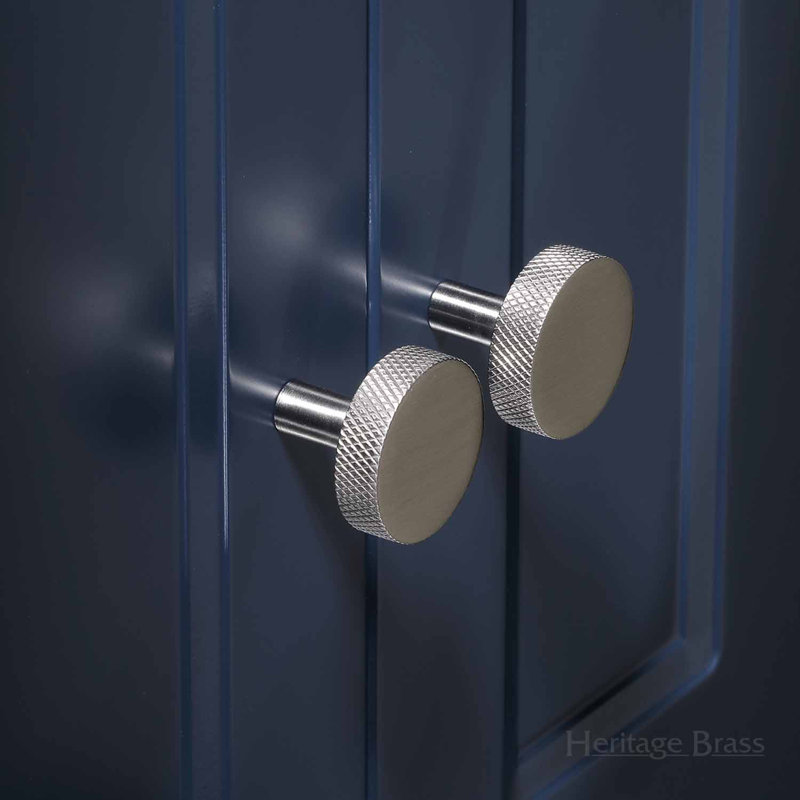 Heritage Brass Signac Heritage Cabinet Knob Knurled Disc Design, Satin Nickel, 2.9cm H x 3.8cm W x 3.8cm D
