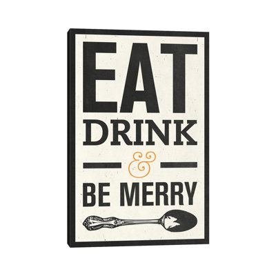«Eat Drink», reproduction d'art textuel sur toile tendue