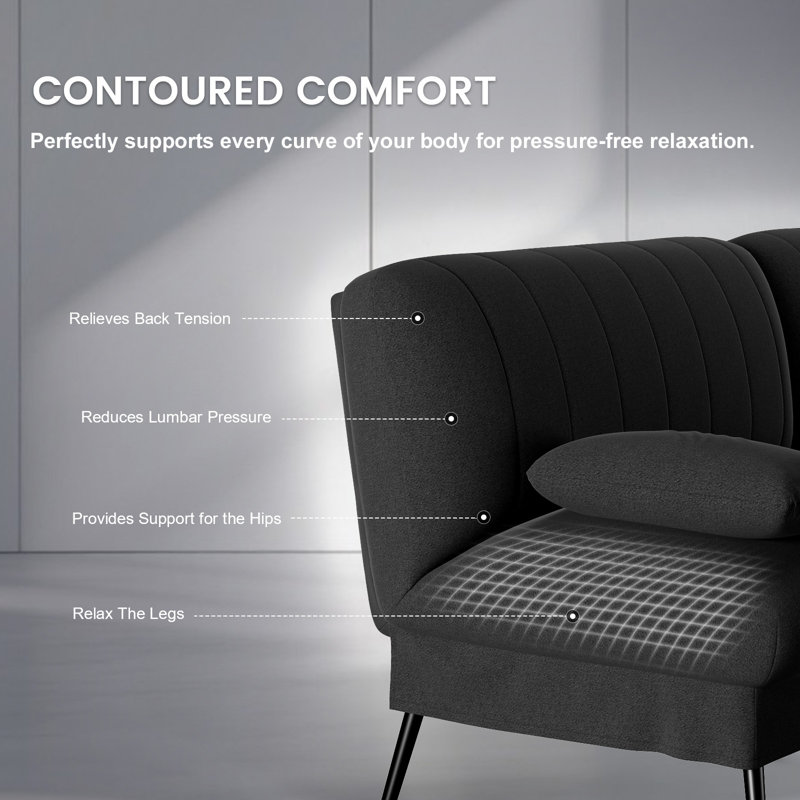 2 Seater Fabric Sofa, Black