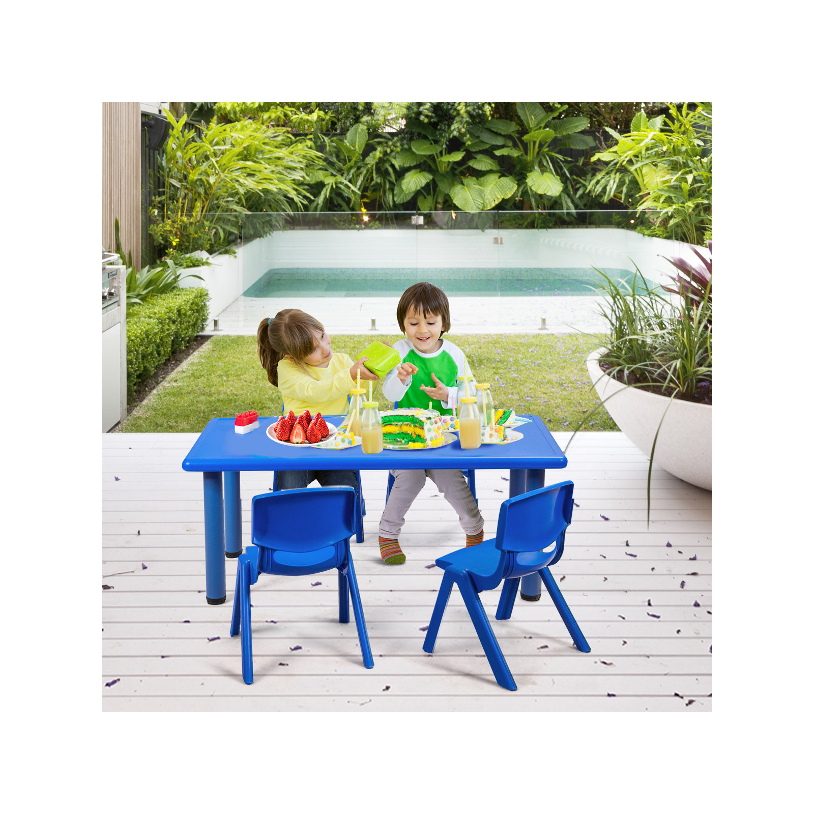 Millner Zoomie Kids Kids Multifunctional Activity Rectangle Table Kids Learn And Play Desk Red, Blue
