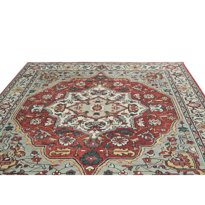Tapis Oushak rouille en laine noué à la main 10 pi 2 po x 13 pi 10 po