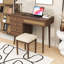 Bureau de coiffeuse avec miroir à DEL, tabouret, 3 tiroirs et 10 compartiments