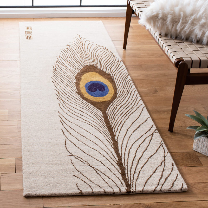 Tapis beige / brun en laine touffeté à la main Nonia, Tapis de couloir 2 pi 6 po x 8 pi