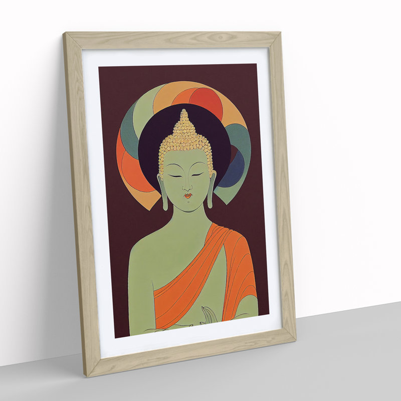Artful Buddha - Framed Print, 34cm H x 25cm W x 2cm D, Oak Framed