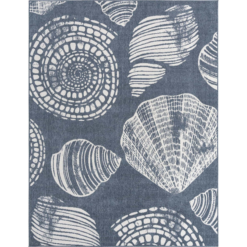 Tapis bleu marine intérieur / extérieur Amaro, Rectangle 7 pi 10 po x 10 pi