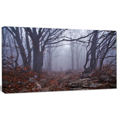 «Dark Foggy Forest in Autumn», reproduction de photo sur toile tendue