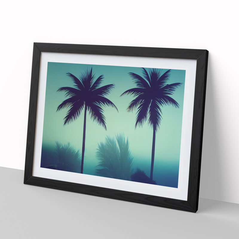 Head Turning Palm Trees - Single Picture Frame Print, 46cm H x 64cm W x 2cm D, Black