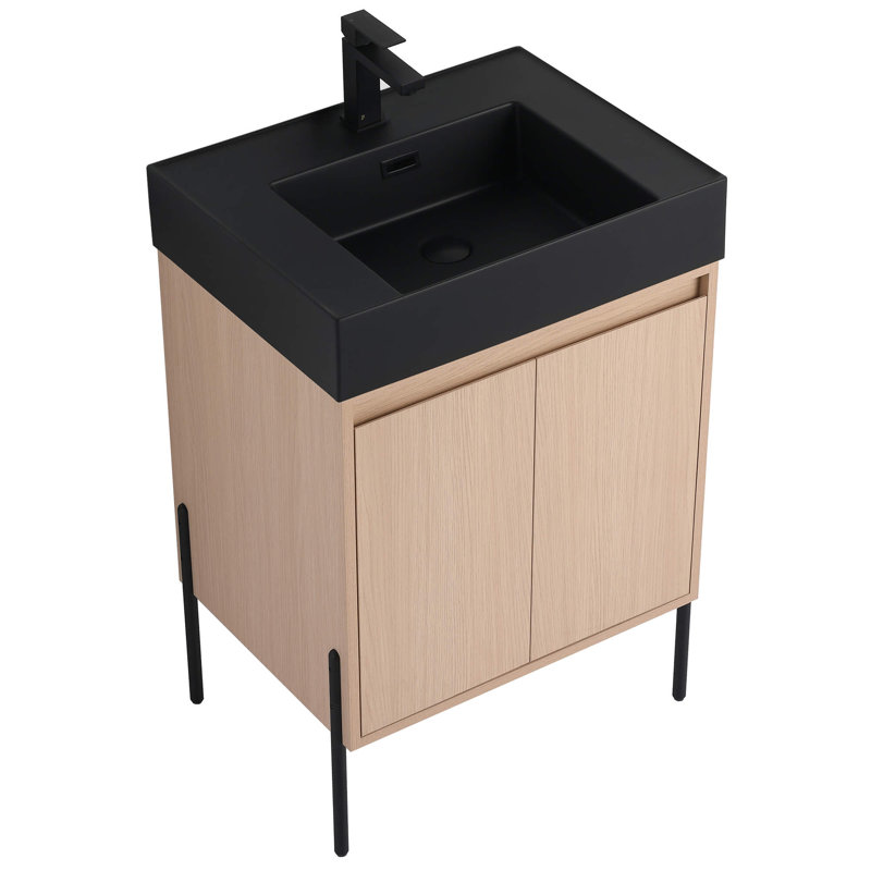Meuble-lavabo 24 po Ebord Designs Yordana, Chêne blanc, Noir, noir, noir, noir