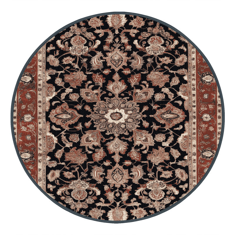 Tapis brun lavable à la machine, Rond 7 pi