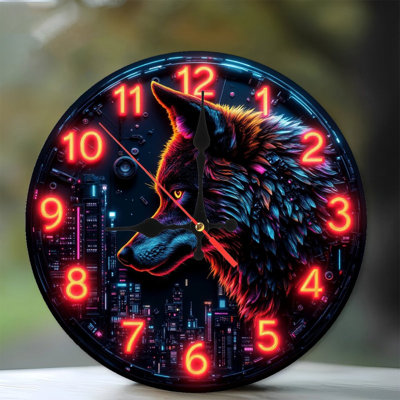 Horloge néon loup