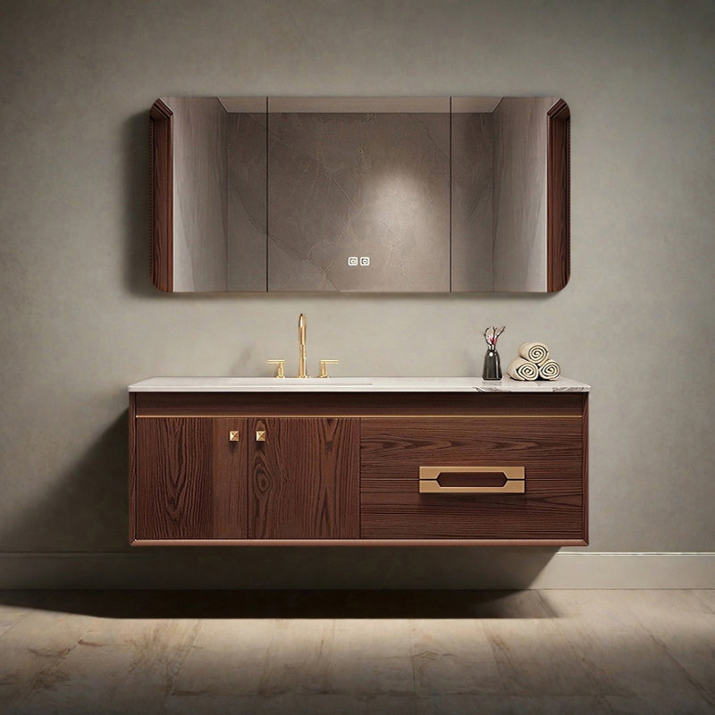 Nouvelle armoire de salle de bain de style chinois, H 19,68 po x l 66,92 po x P 21,65 po