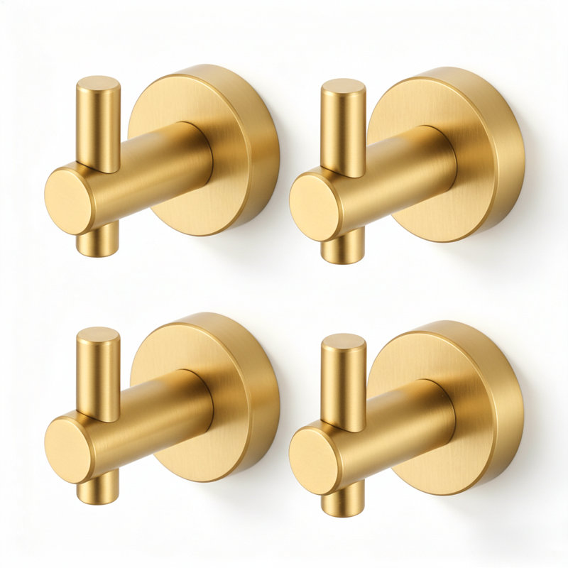 Modern Aluminum Wall Mounted Coat Hook (set Of 4), Brushed Gold