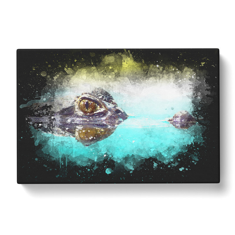 Peering Crocodile - Wrapped Canvas Painting, 40cm H x 60cm W x 3cm D