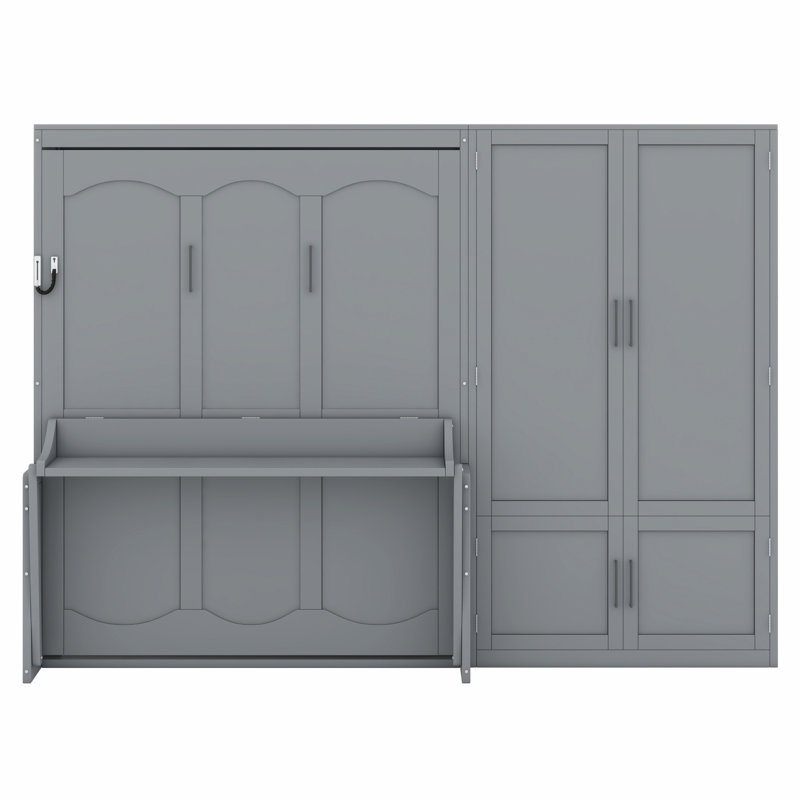 Lit escamotable mural avec placard, Gris