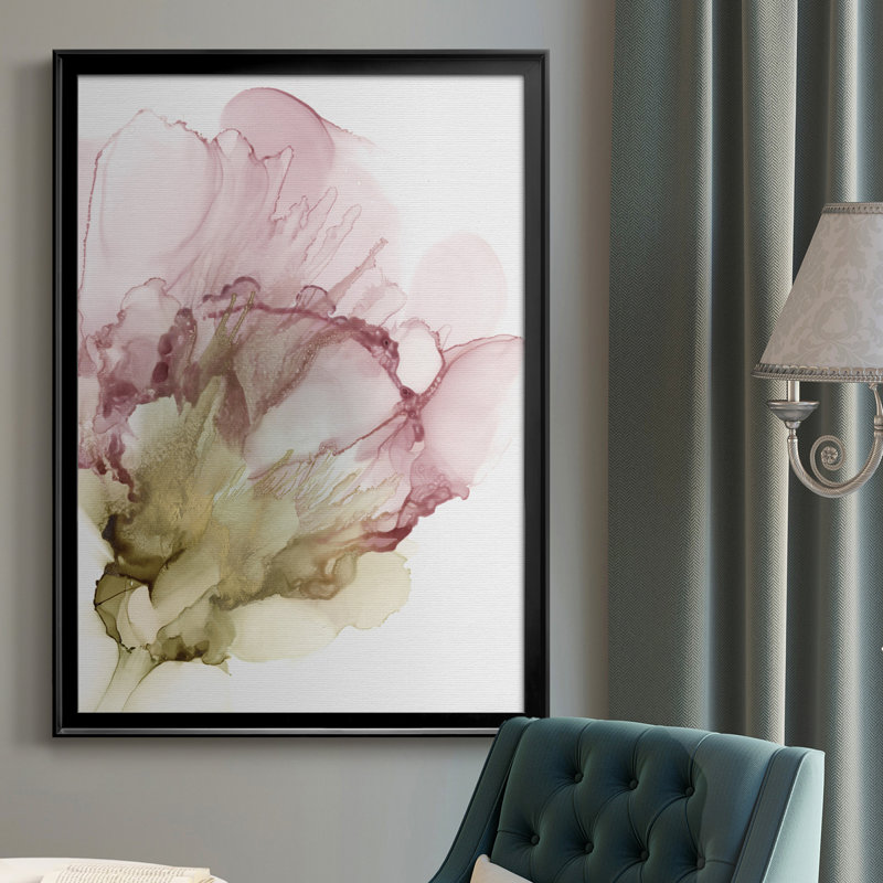 Floraison rose II, toile encadrée de qualité supérieure - prête à être accrochée, Cadre noir, H 24,5 po x l 18,5 po x P 1 po