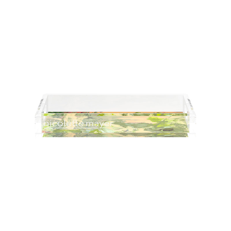 Plateau rectangulaire pique-nique en acrylique Chypre, Vert acide, L 12,5 po x P 7,75 po x H 2 po
