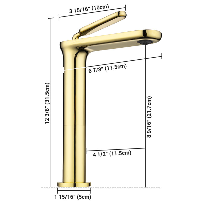 Tall Gold Brass Single Handle Bathroom Faucet