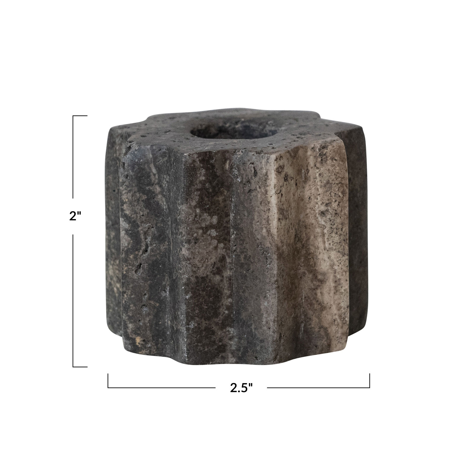 Carved Travertine Taper Holder