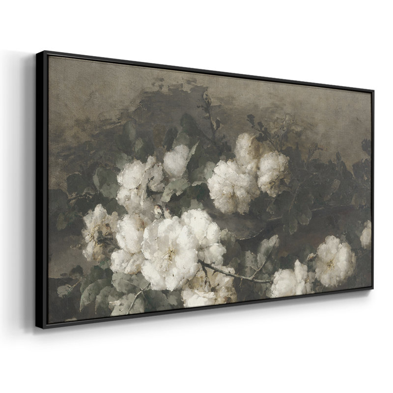 Botanical Series-CDII- Toile tendue avec châssis tendue, prête à être accrochée, H 21 po x l 41 po, Noir