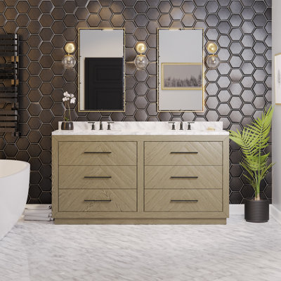 Rumalda 72'' Double Bathroom Vanity with Carrara Marble Top