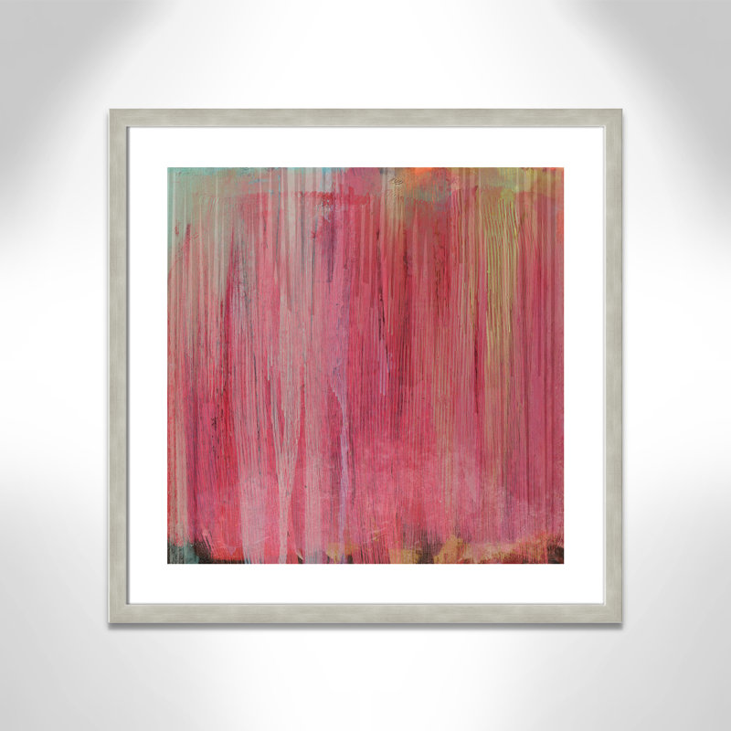 Cascade rose - peinture encadrée, Argent chaleureux, H 28 po x l 28 po x P 1,13 po