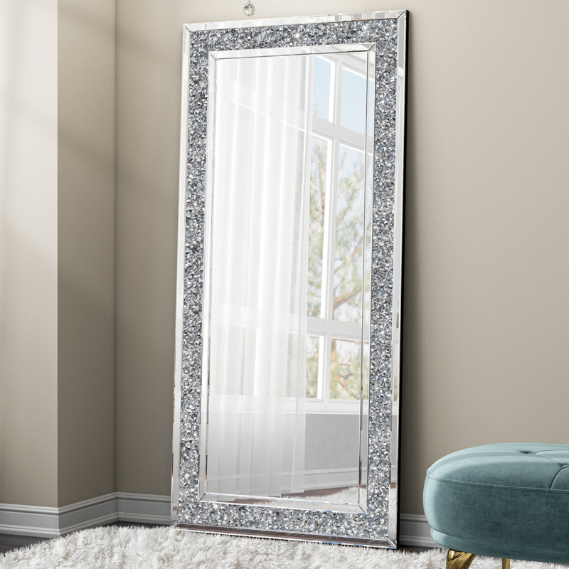 Glass Full Length Mirror  Flat Large Floor Mirror  Silver Wall Mirror 85x180cm  Free Standing