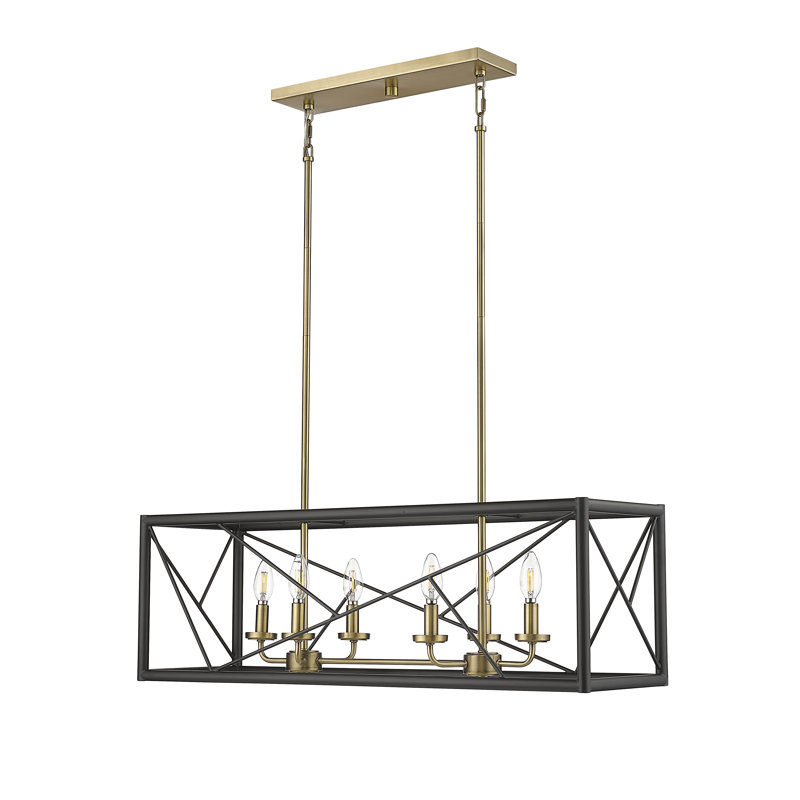 Lustre carré / rectangulaire à 6 lumières de 34 po de large Keniya