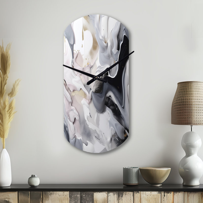 Horloge murale en métal blanc et gris captivant II - horloge asymétrique en métal, Petit