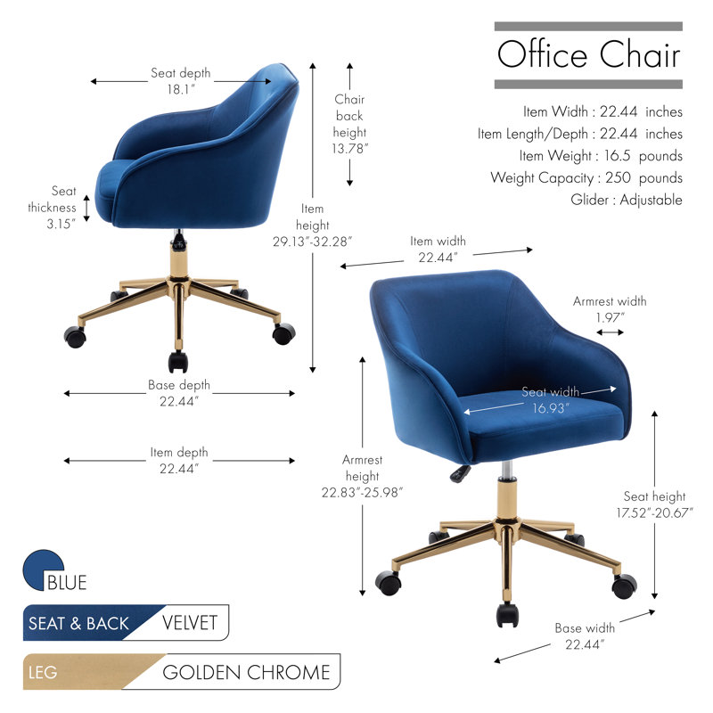 Chaise de bureau Centrahoma, Bleu