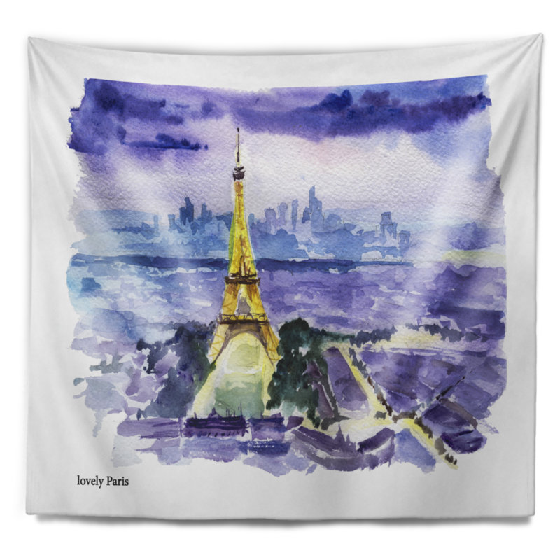 Paris tour eiffel sur la tapisserie de fond bleu, H 50 po x l 60 po