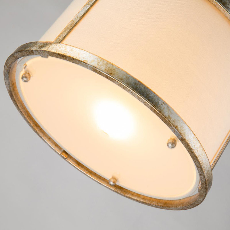 Mini-luminaire suspendu 1 lumière Warrenton - or vieilli, abat-jour ivoire