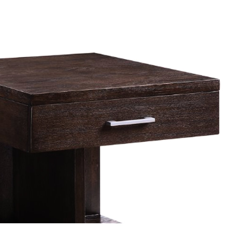 Table de bout rectangulaire au fini noyer avec rangement fonctionnel et options en bois de peuplier