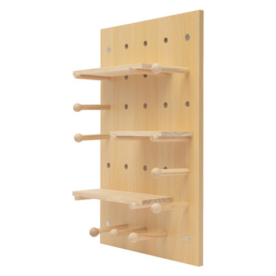 Wooden Rectangular Pegboard Combination Wall Organizer Kit