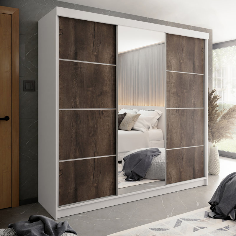 Madisson 3 Door Wardrobe, White/Walnut