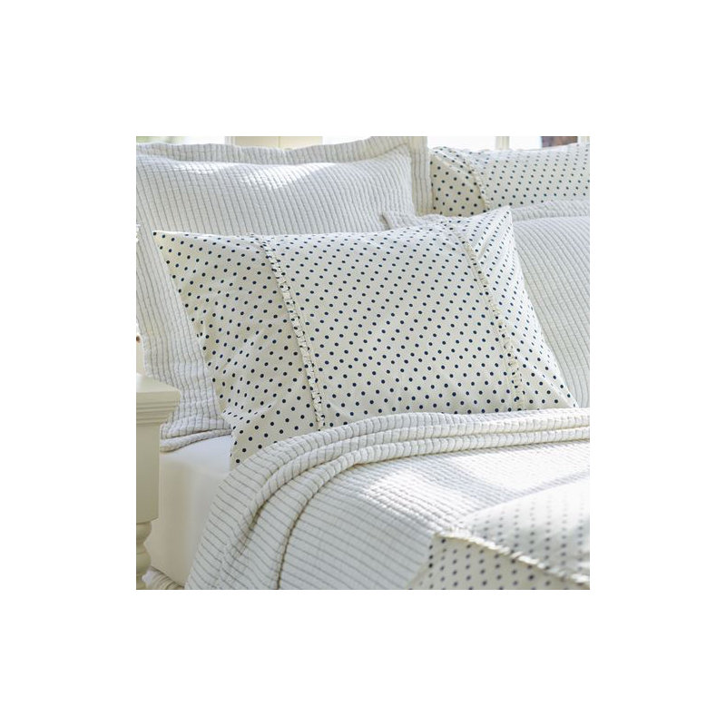 Polka Dot Black Cotton Sham, Standard, Navy